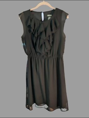 Black Sleeveless Ruffle Dress Whimsigoth Vampire Monochrome Neutral Soho Apparel